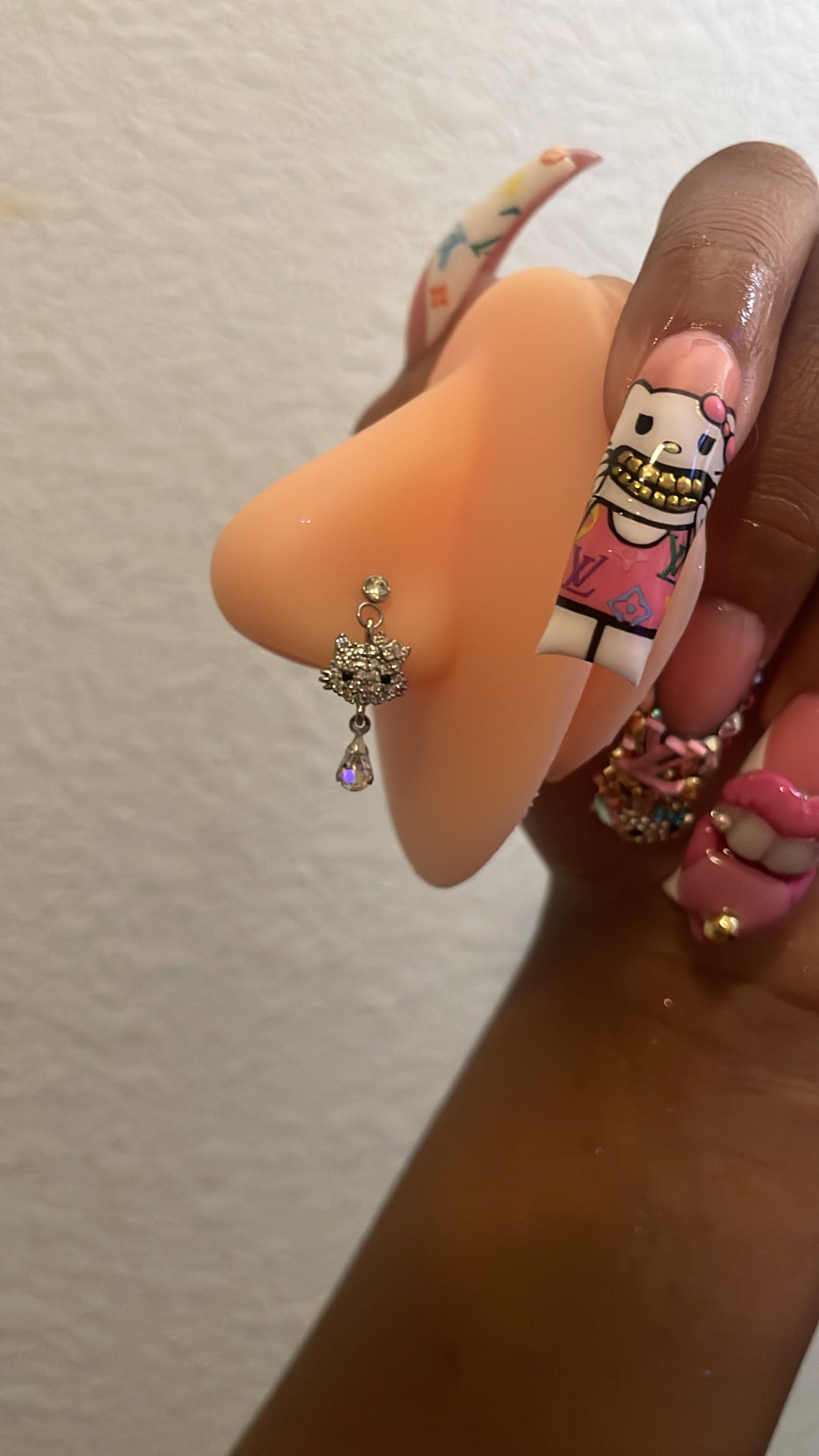 HK Dangly Diamond Nose Ring