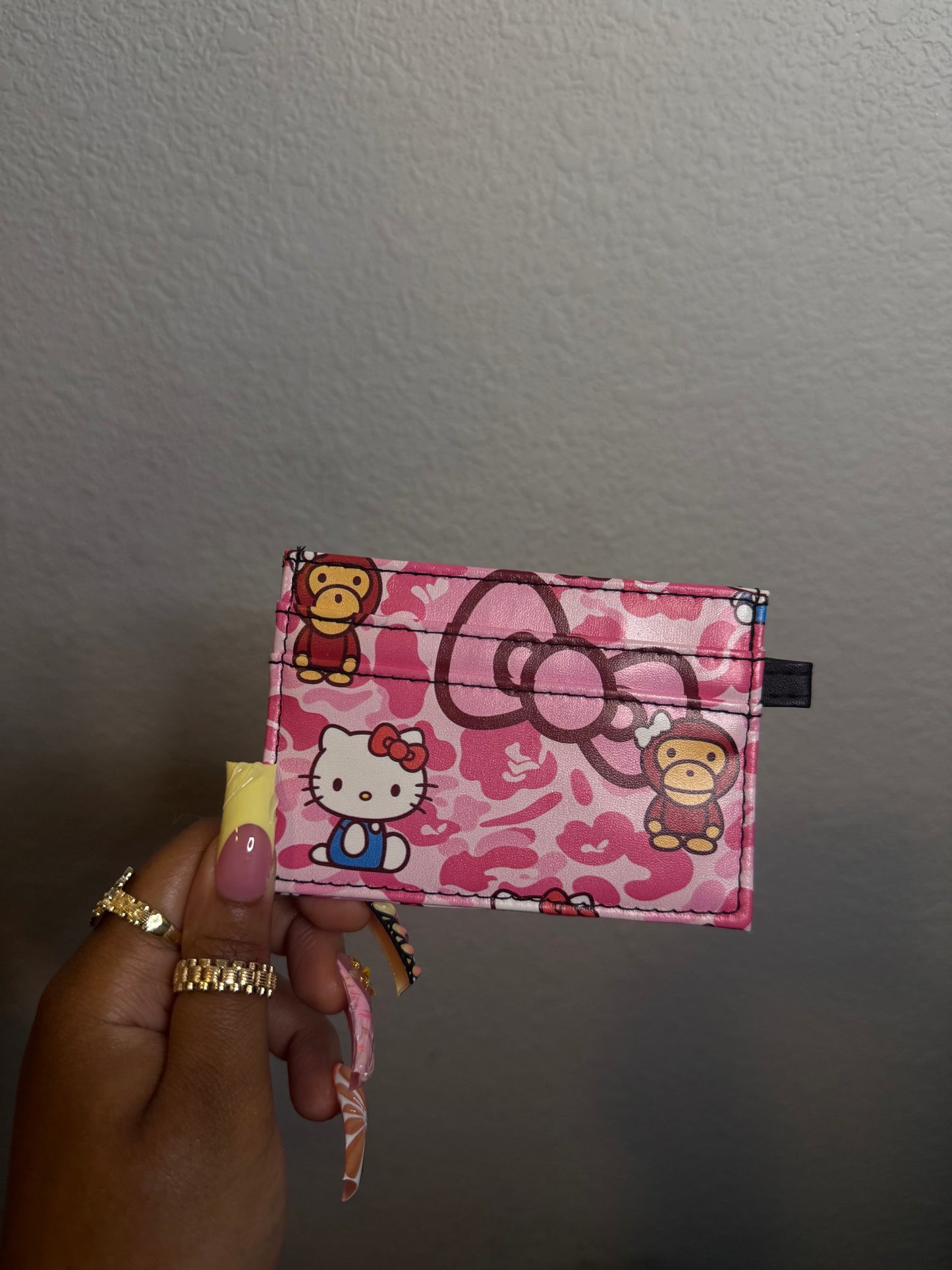 Pink monkey & HK Custom Card Holder (READY TO SHIP)