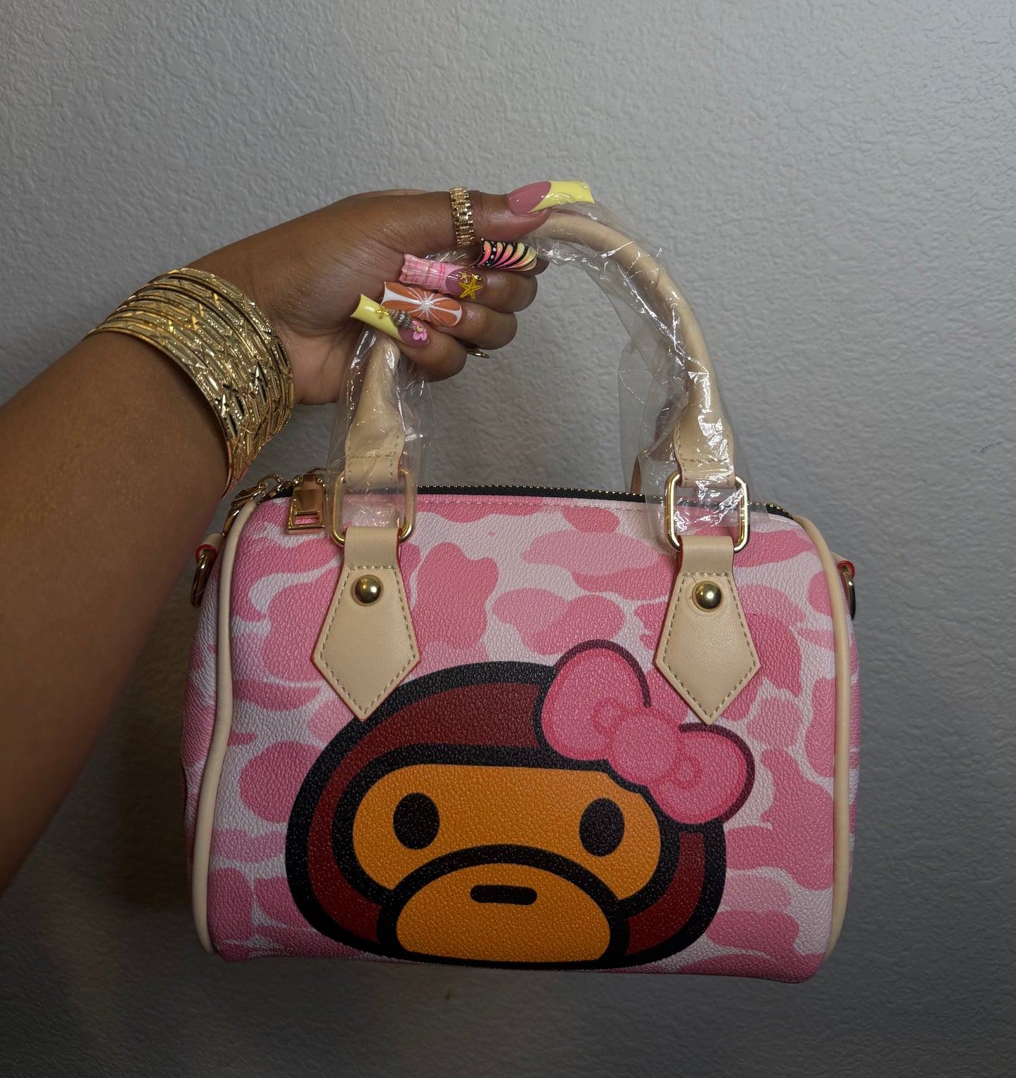 Pink Monkey Custom Purse (READY TO SHIP)