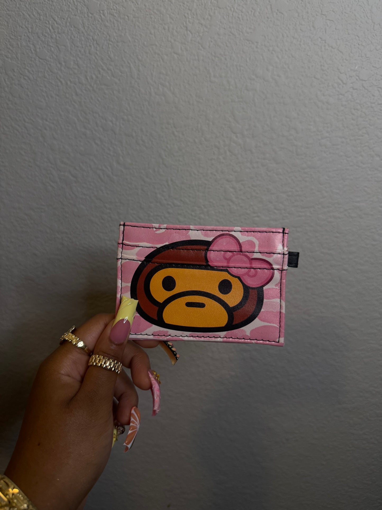 Pink Monkey Custom Card Holder (READY TO SHIP)