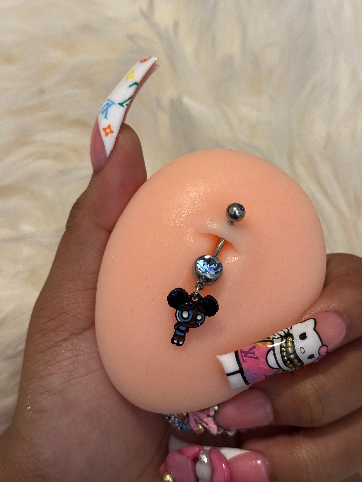 Dark Skin Cartoon Character Belly Ring