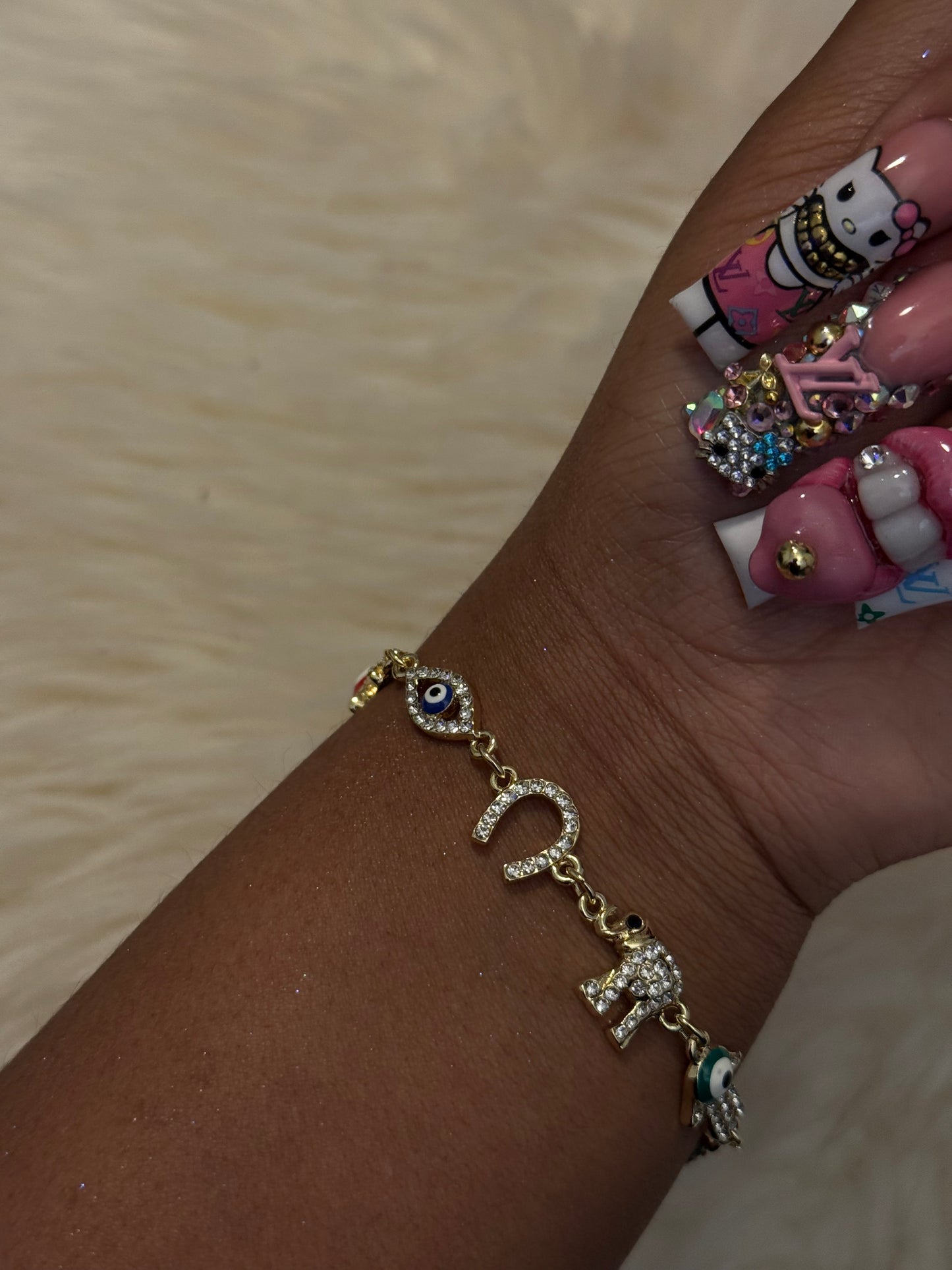 Elephant & Evil Eye Bracelet