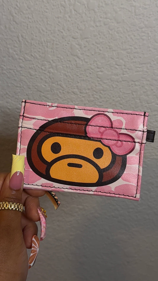 Pink Monkey Custom Card Holder (READY TO SHIP)
