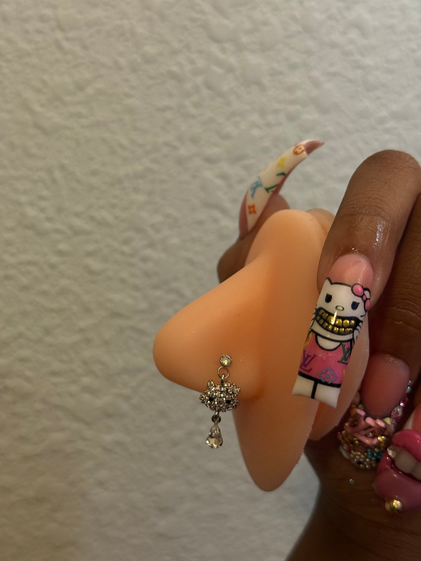 HK Dangly Diamond Nose Ring