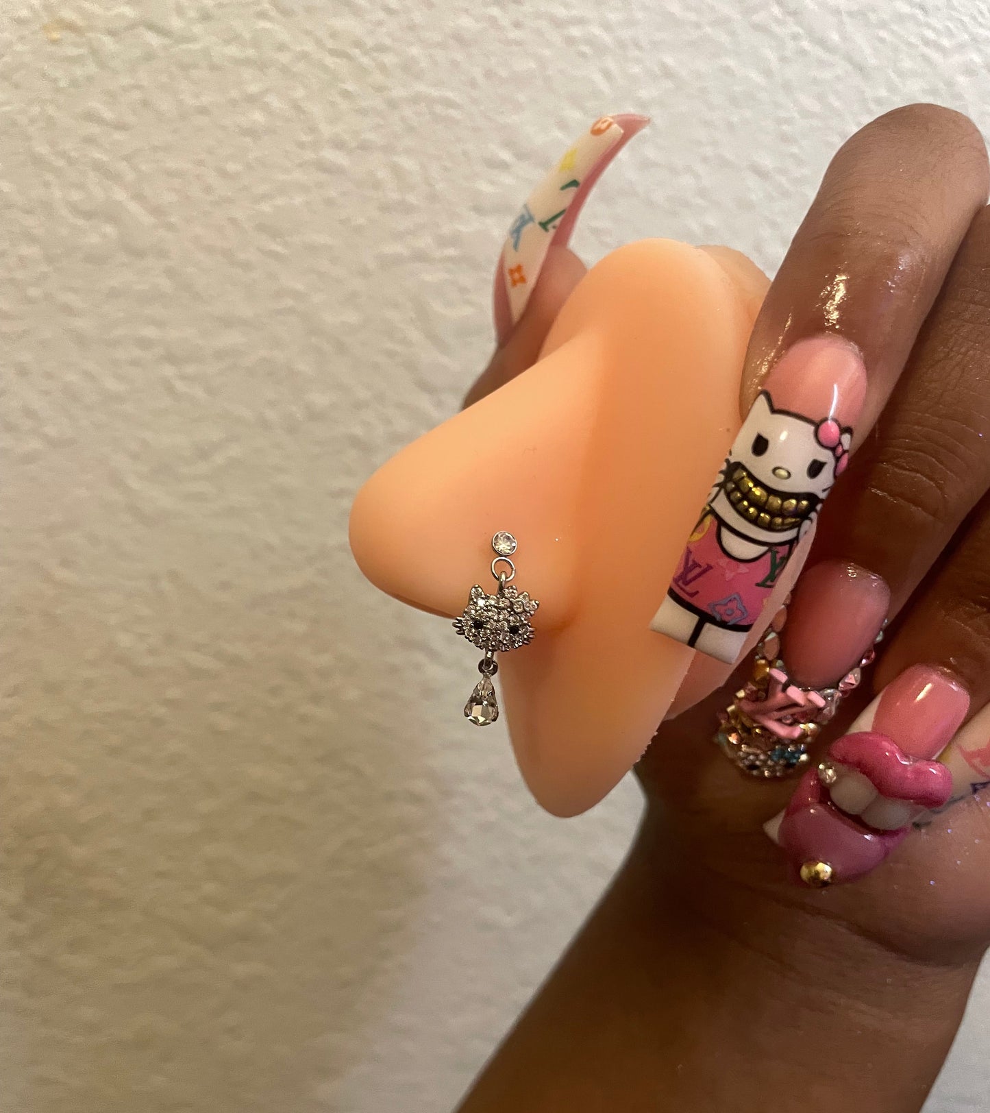 HK Dangly Diamond Nose Ring