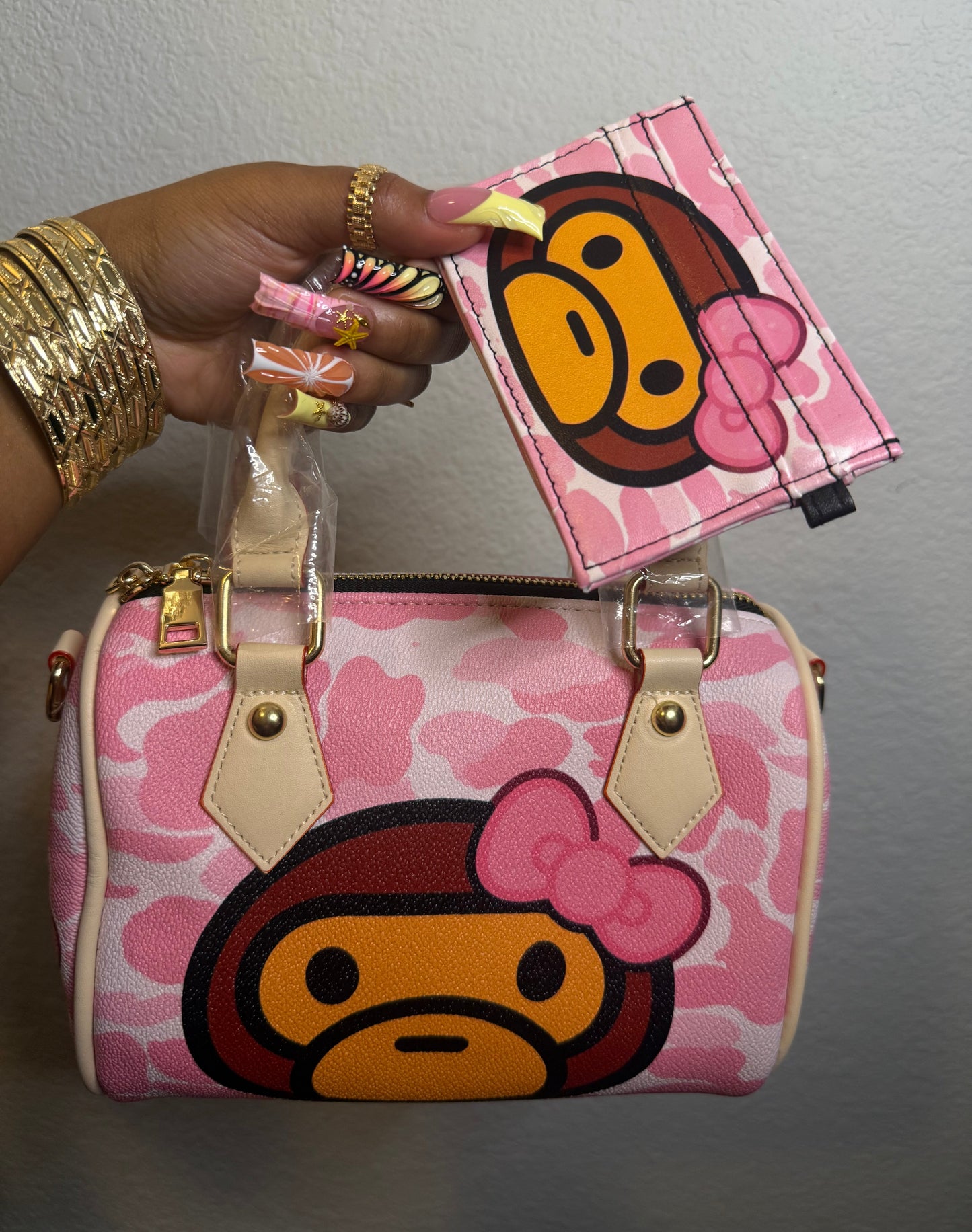 Pink Monkey Custom Purse (READY TO SHIP)
