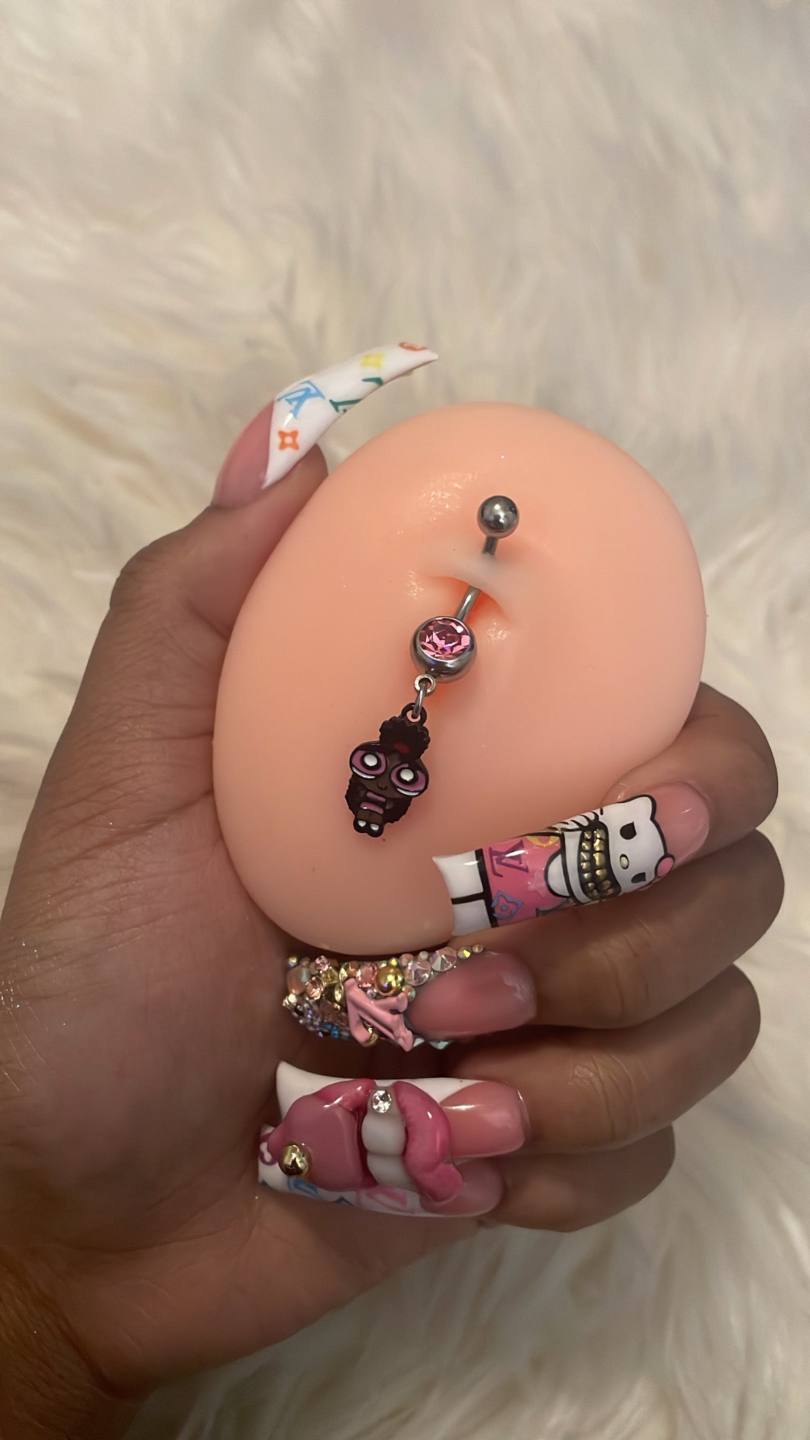 Brown Skin Cartoon Character Belly Ring