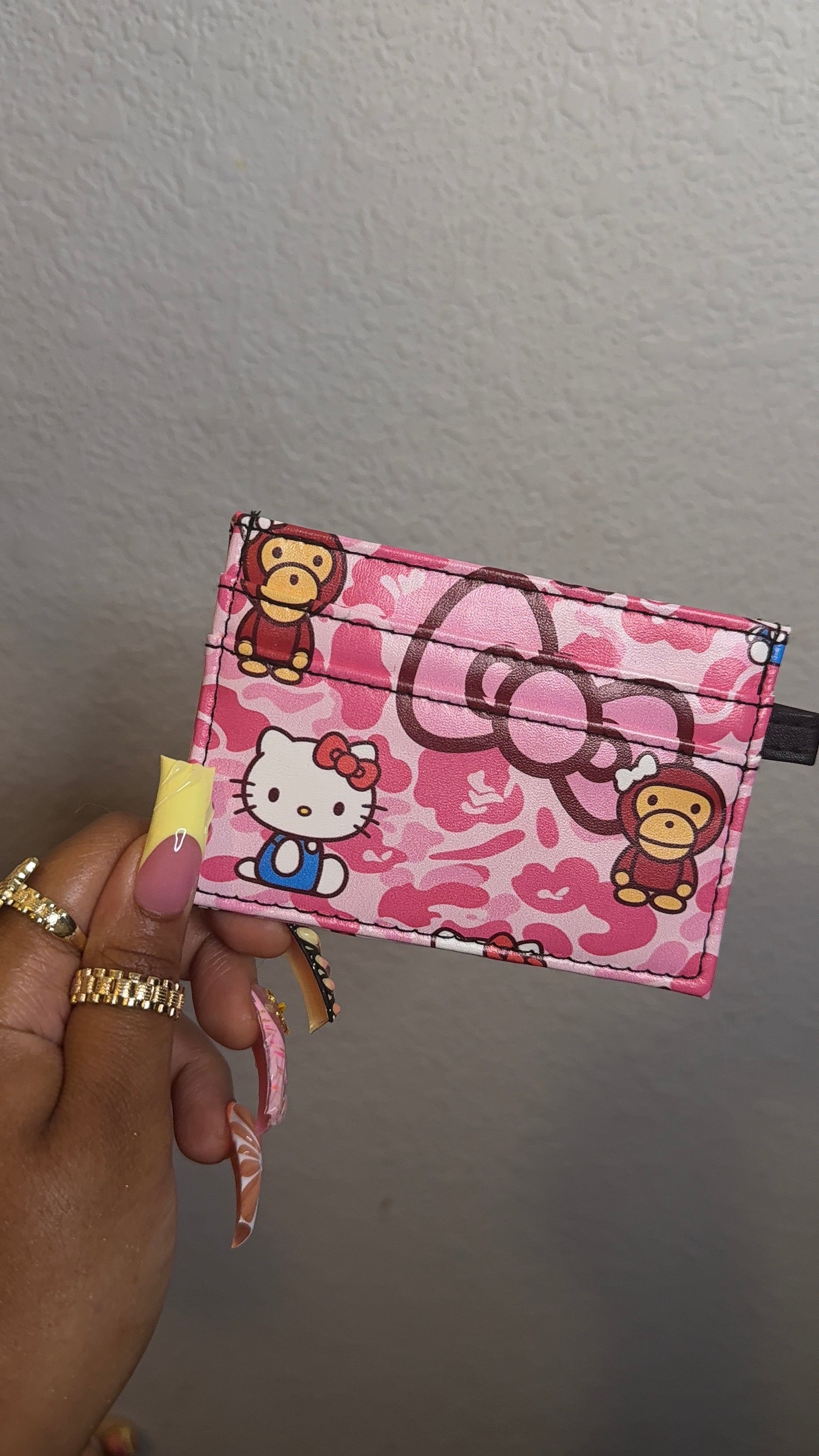 Pink monkey & HK Custom Card Holder (READY TO SHIP)
