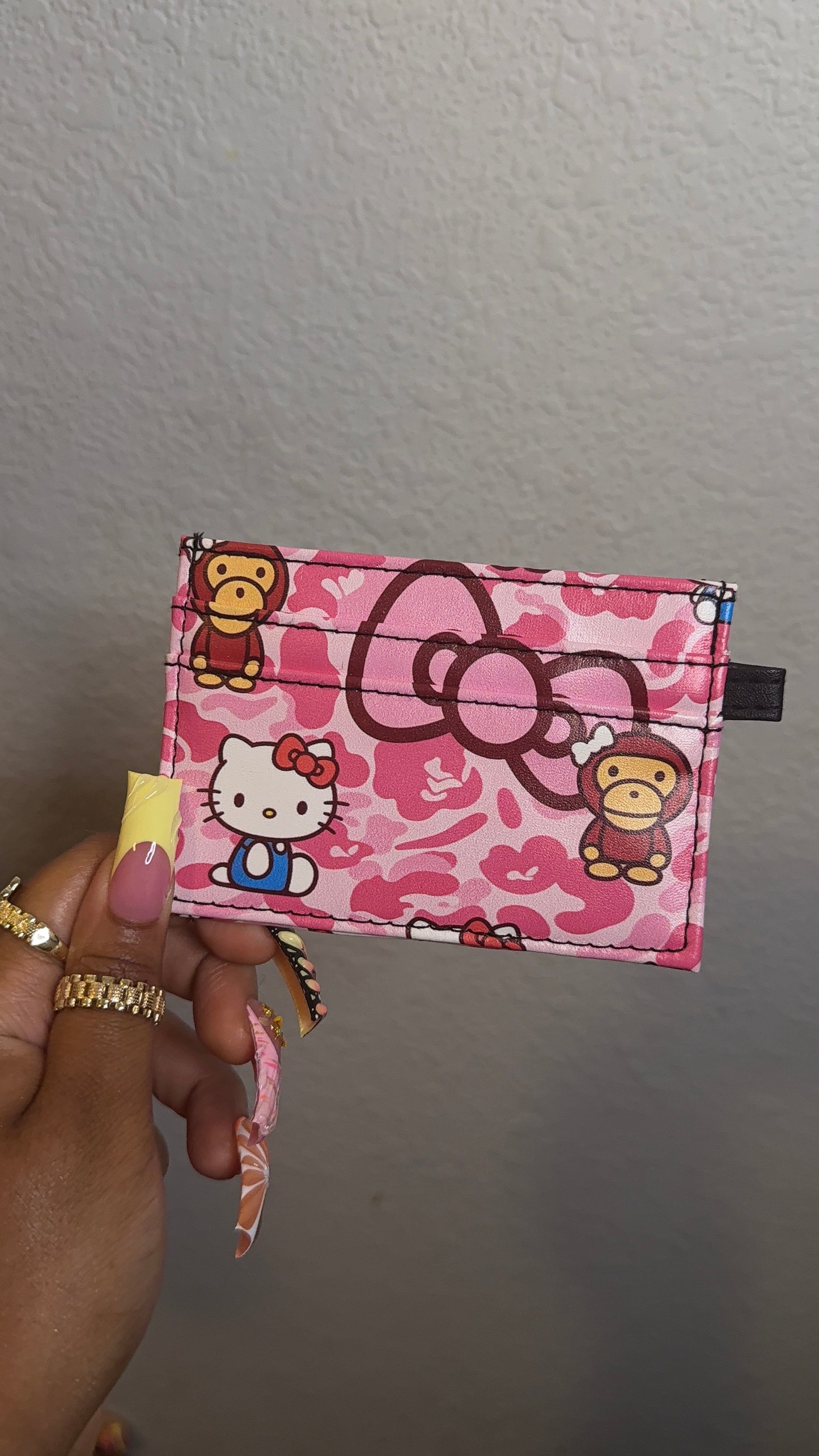 Pink monkey & HK Custom Card Holder (READY TO SHIP)