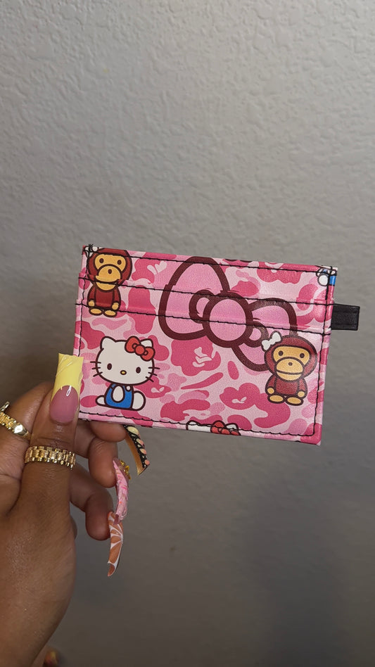 Pink monkey & HK Custom Card Holder (READY TO SHIP)
