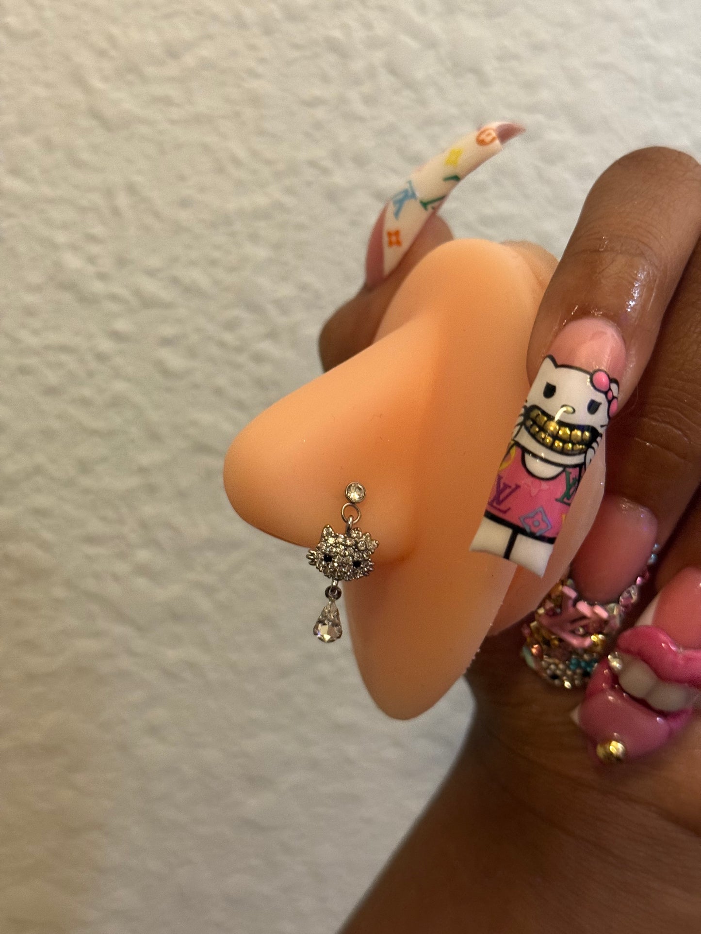 HK Dangly Diamond Nose Ring