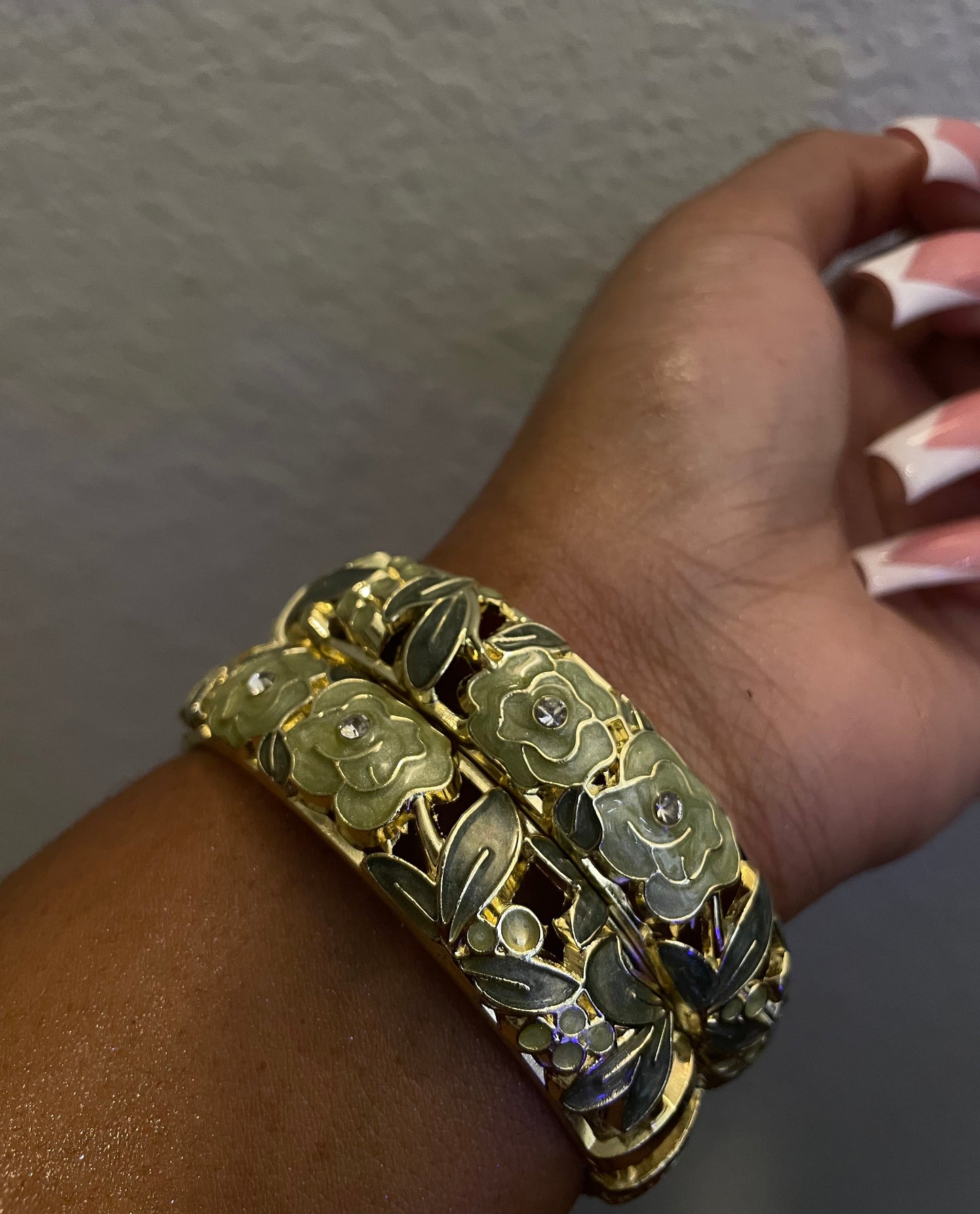 Green Garden Floral Bangles
