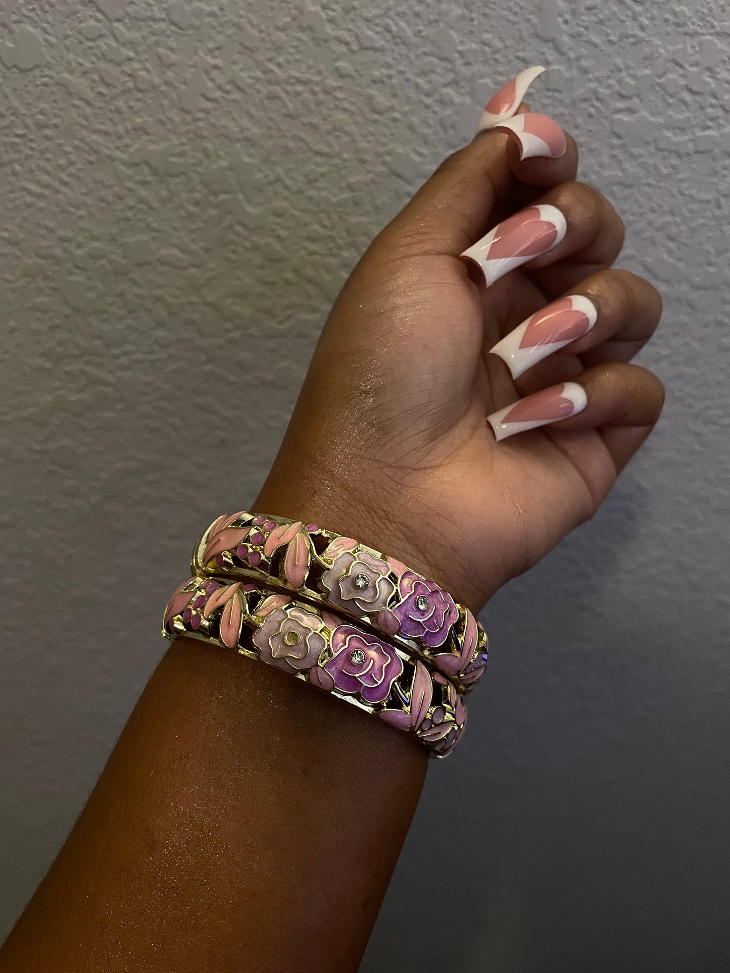 Pink Violet Floral Bangles