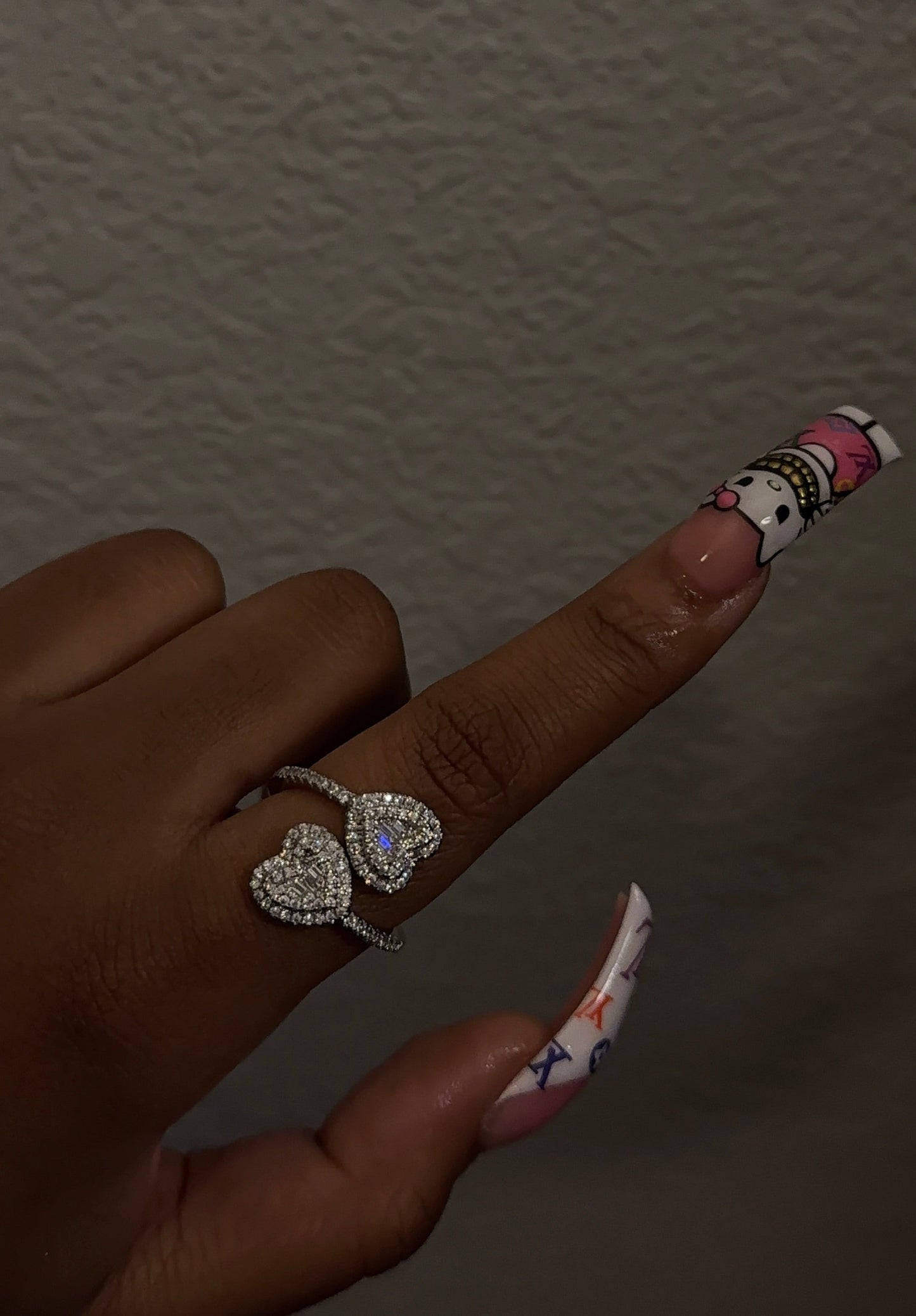 Bling Double Heart Ring