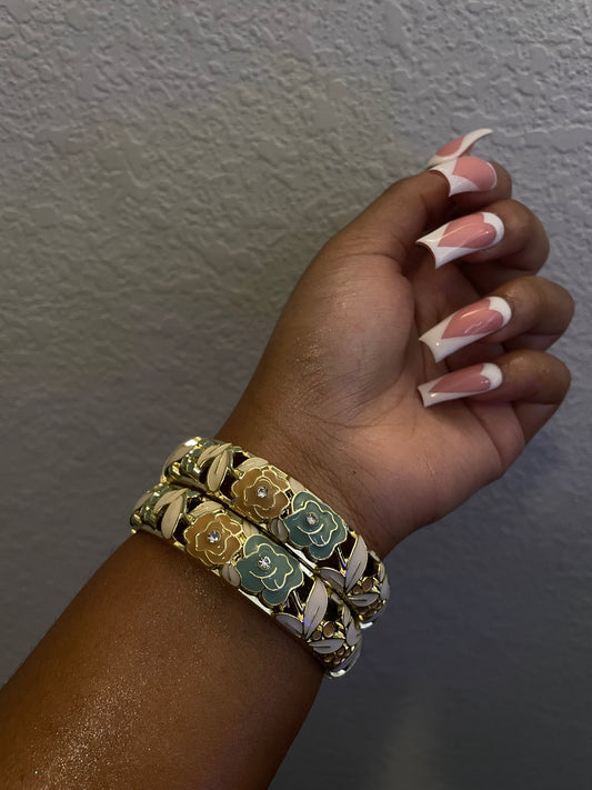 Sage Mustard Floral Bangles