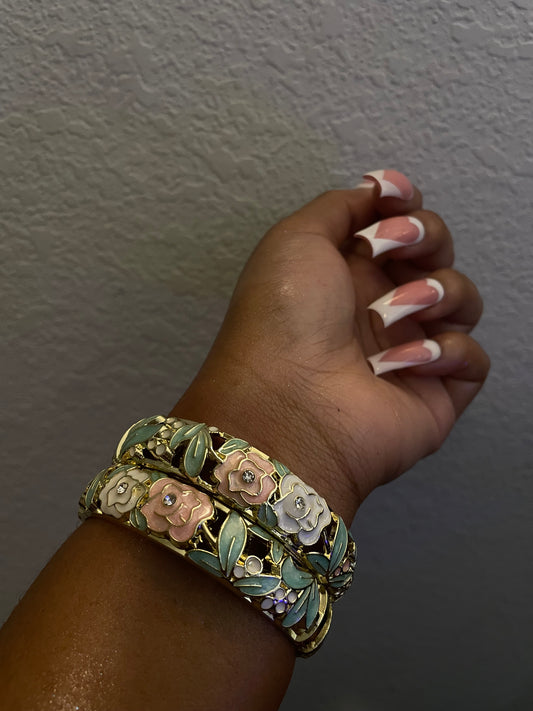 Blush Mint Floral Bangles