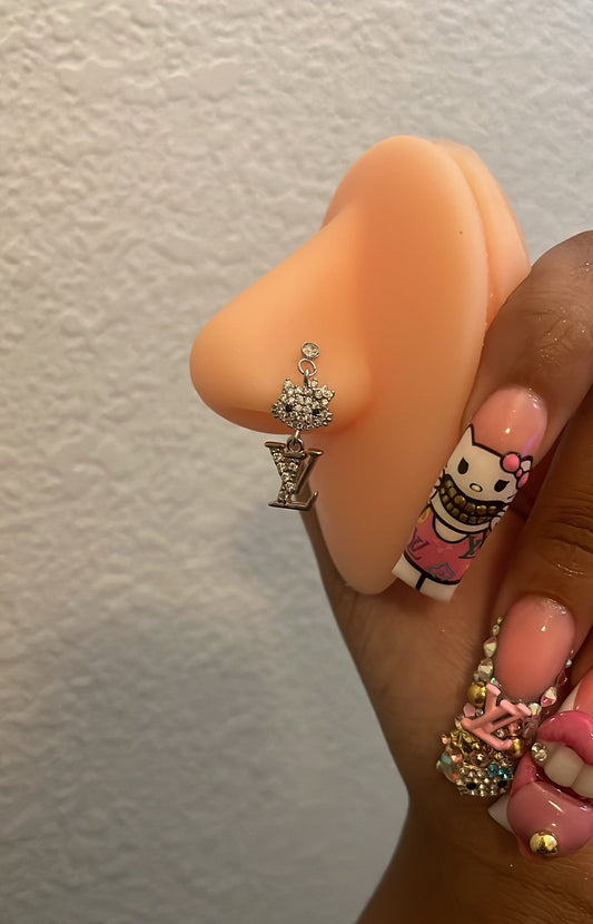 HK Dangly Designer Nose Ring (LV Charm)