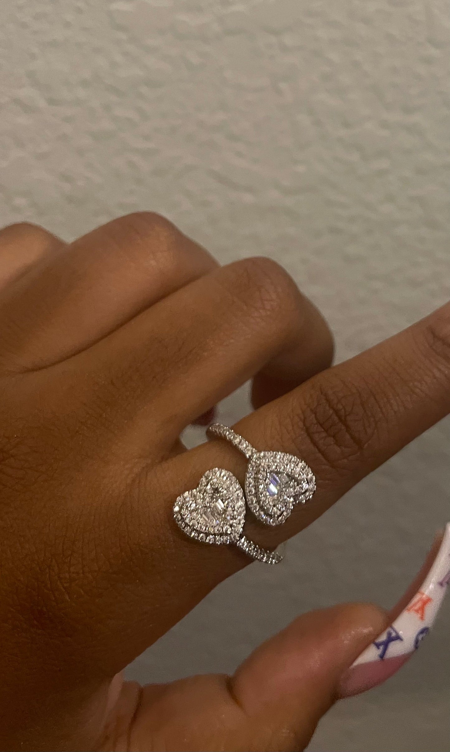 Bling Double Heart Ring