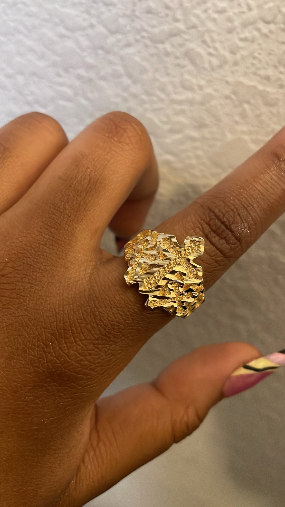 Diamond Cut Triple Cross Ring