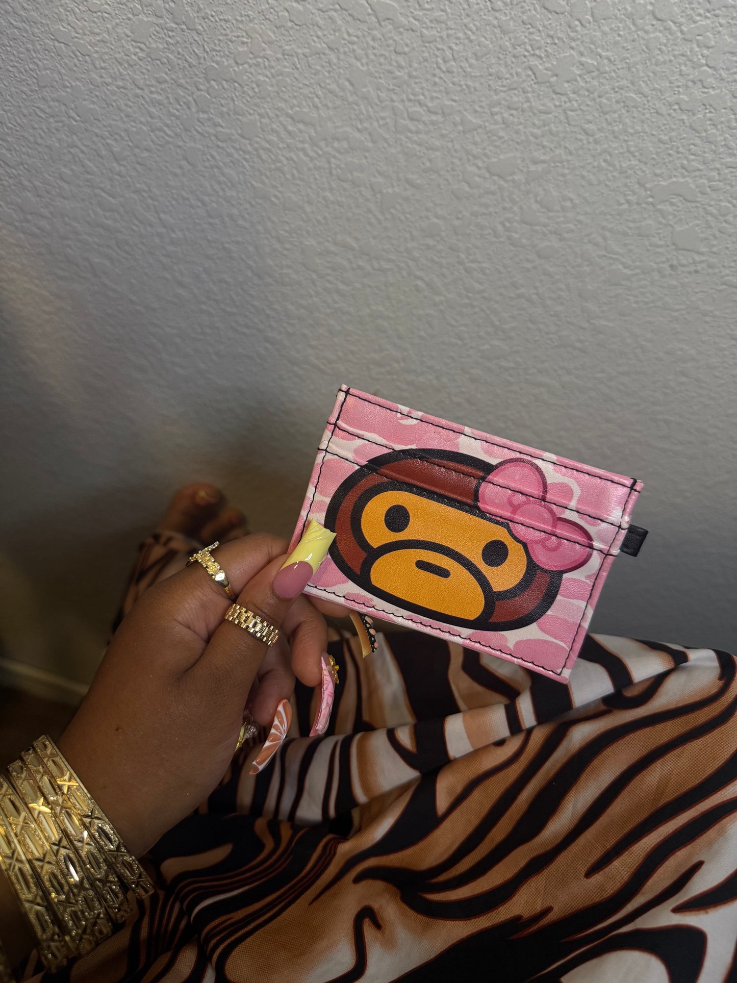 Pink Monkey Custom Card Holder (READY TO SHIP)