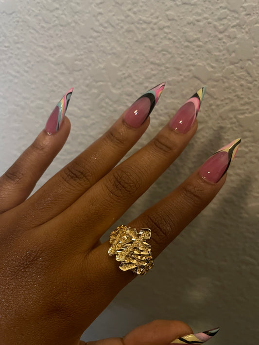 Diamond Cut Triple Cross Ring