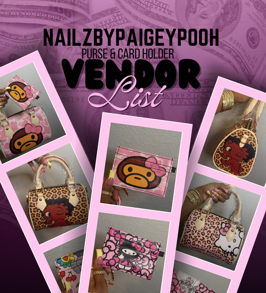 VENDOR LIST For Purses & Card Holder
