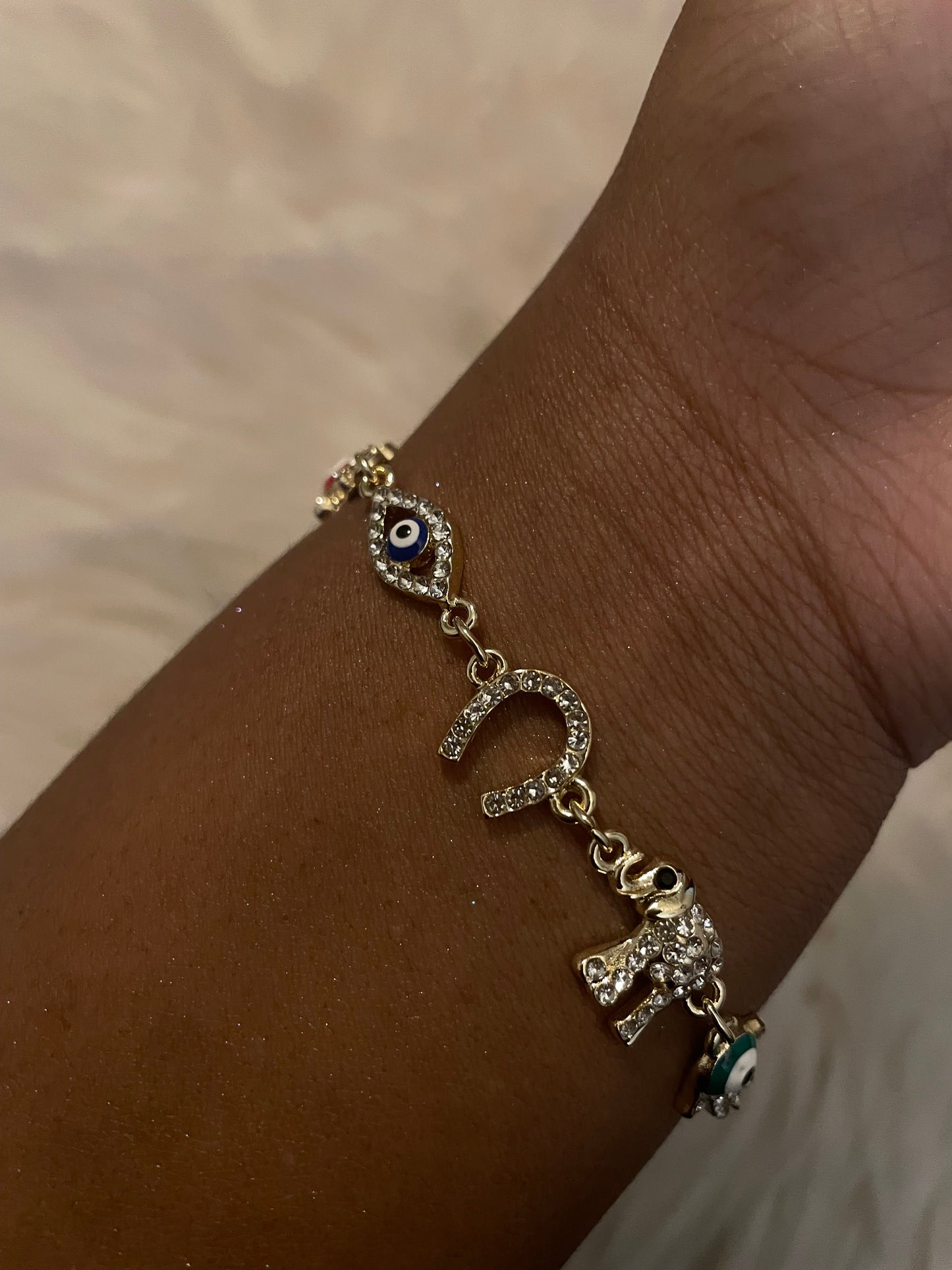 Elephant & Evil Eye Bracelet