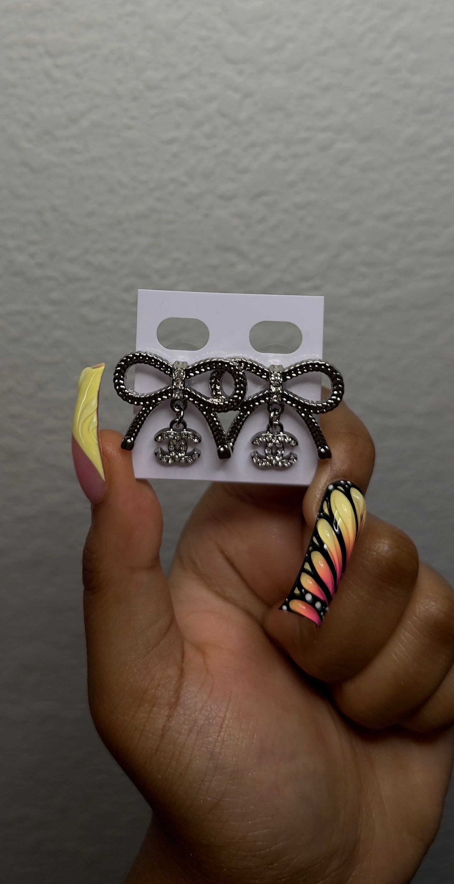 Bow CC Drop Earrings