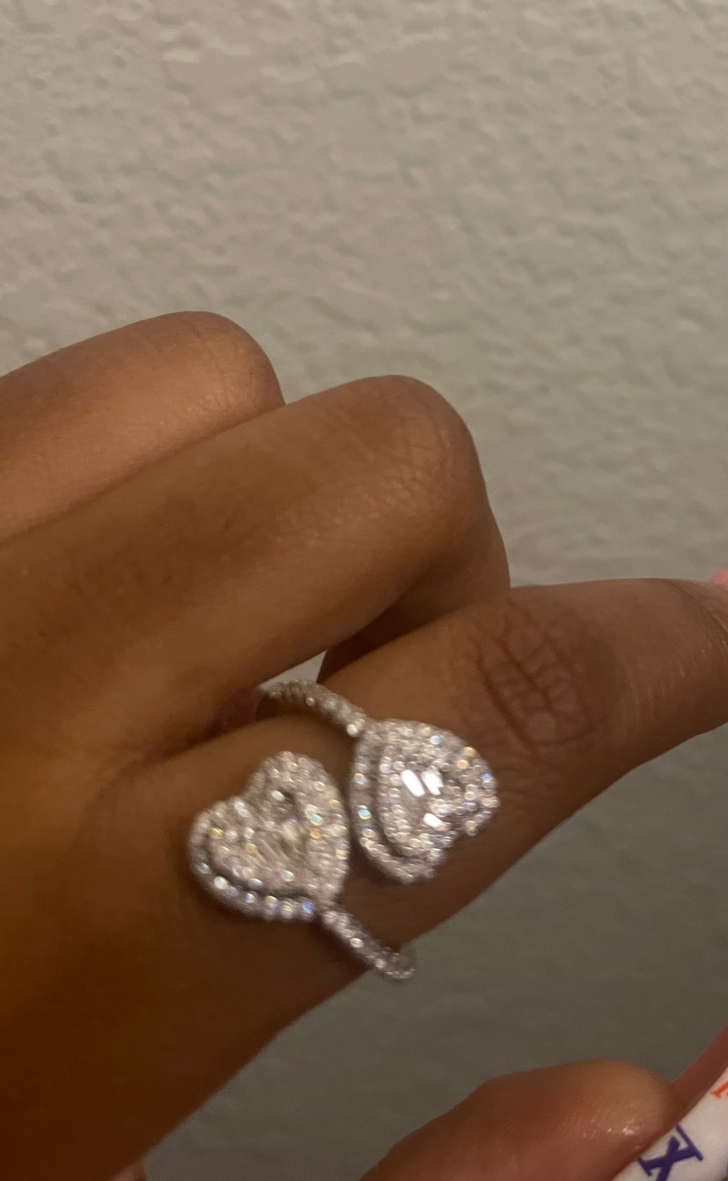 Bling Double Heart Ring