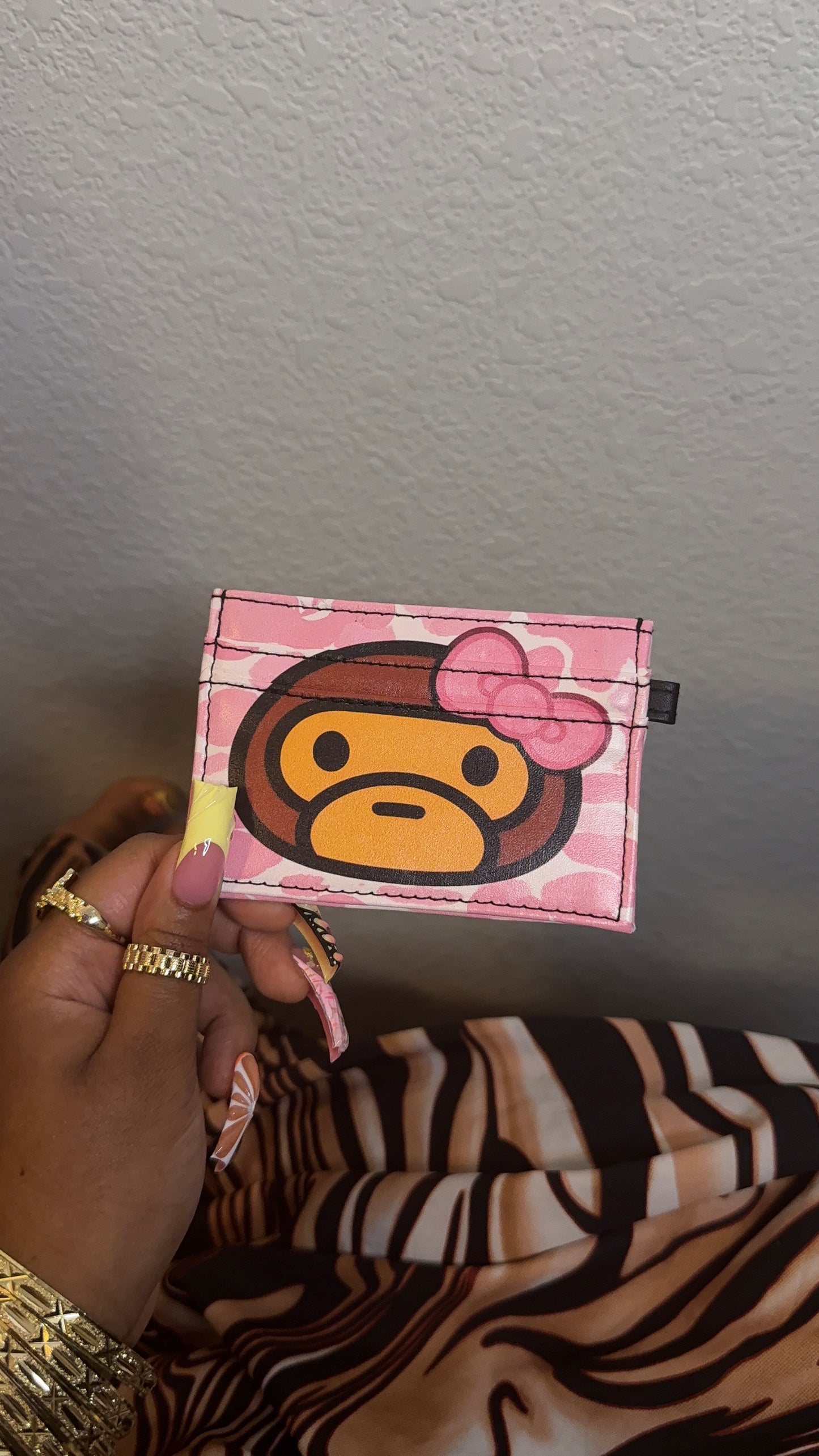Pink Monkey Custom Card Holder (READY TO SHIP)