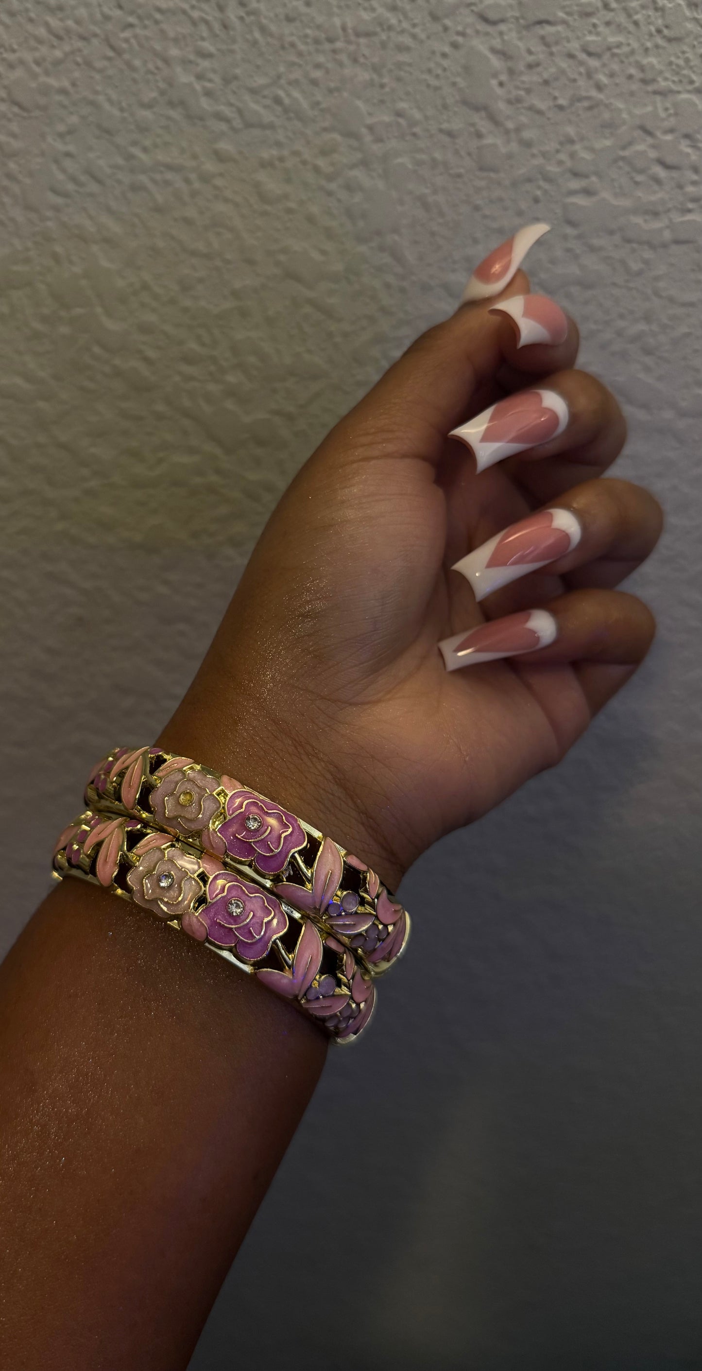 Pink Violet Floral Bangles