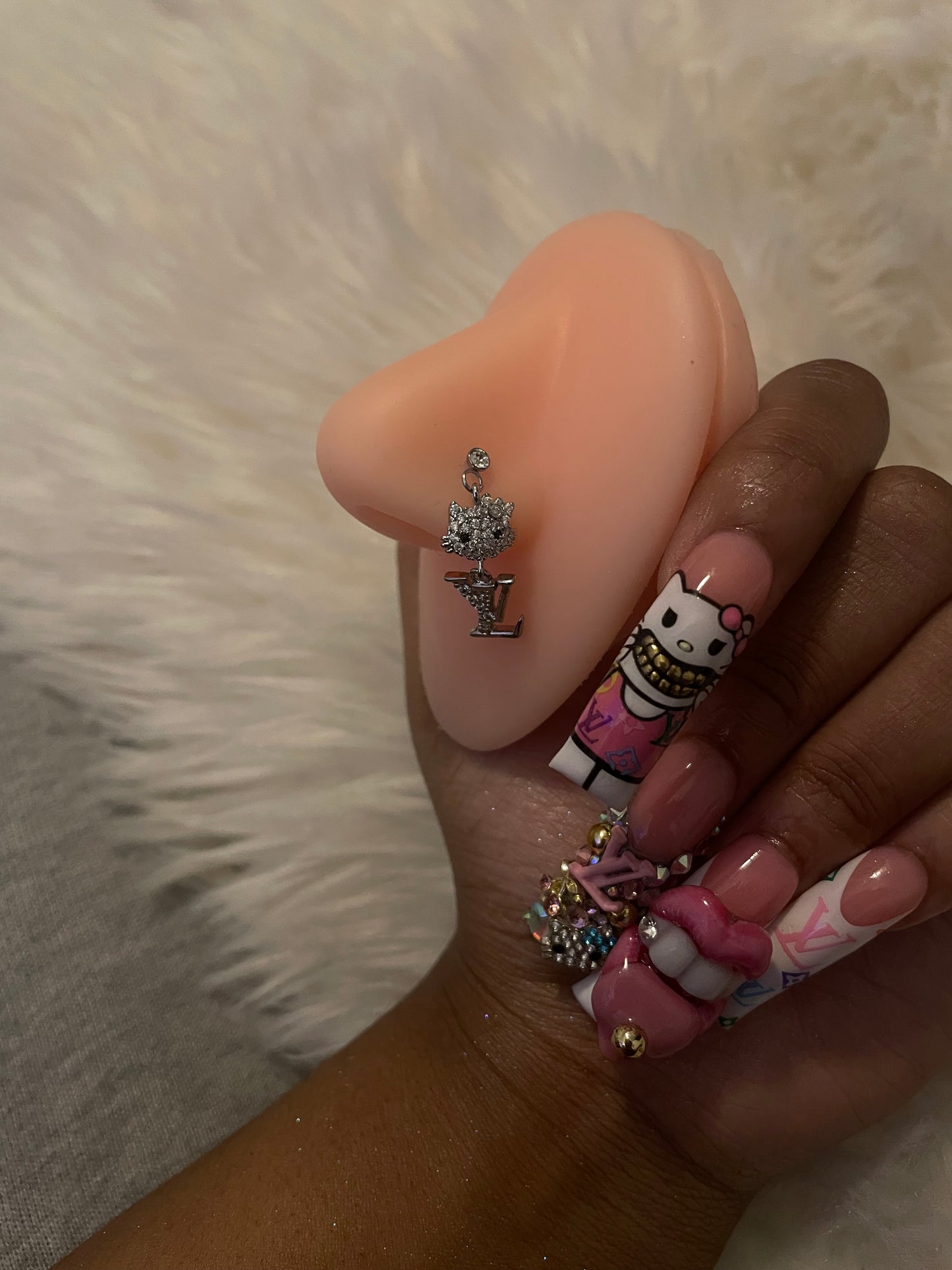 HK Dangly Designer Nose Ring (LV Charm)