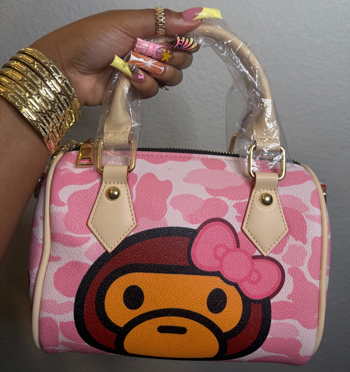 Pink Monkey Custom Purse (READY TO SHIP)