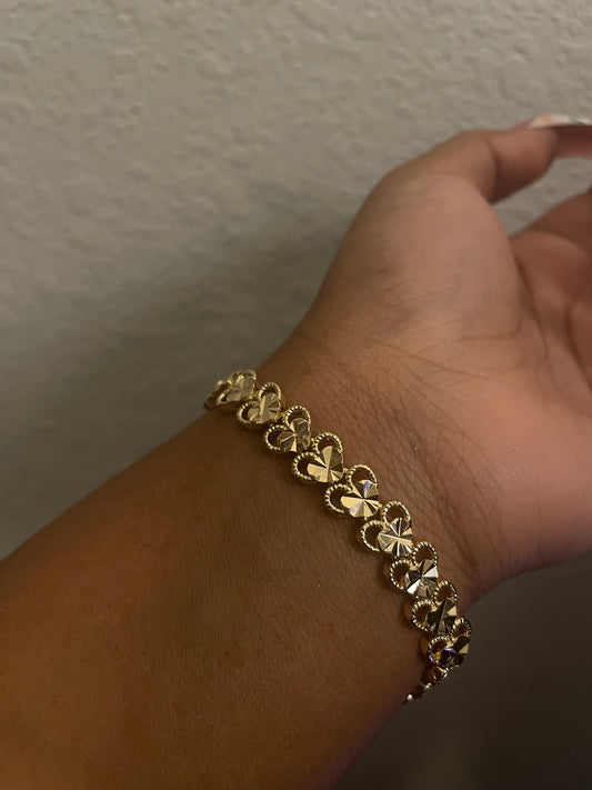 Diamond Cut Heart Bracelet