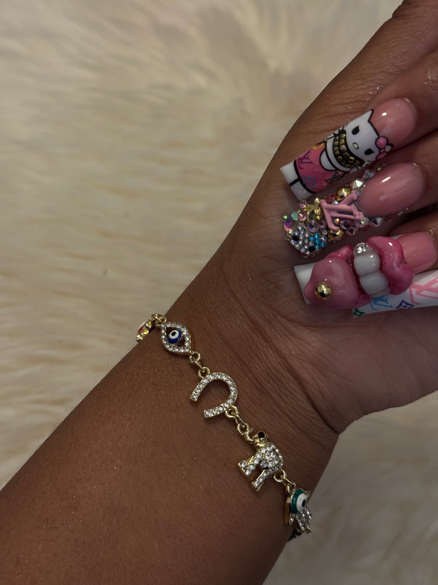 Elephant & Evil Eye Bracelet