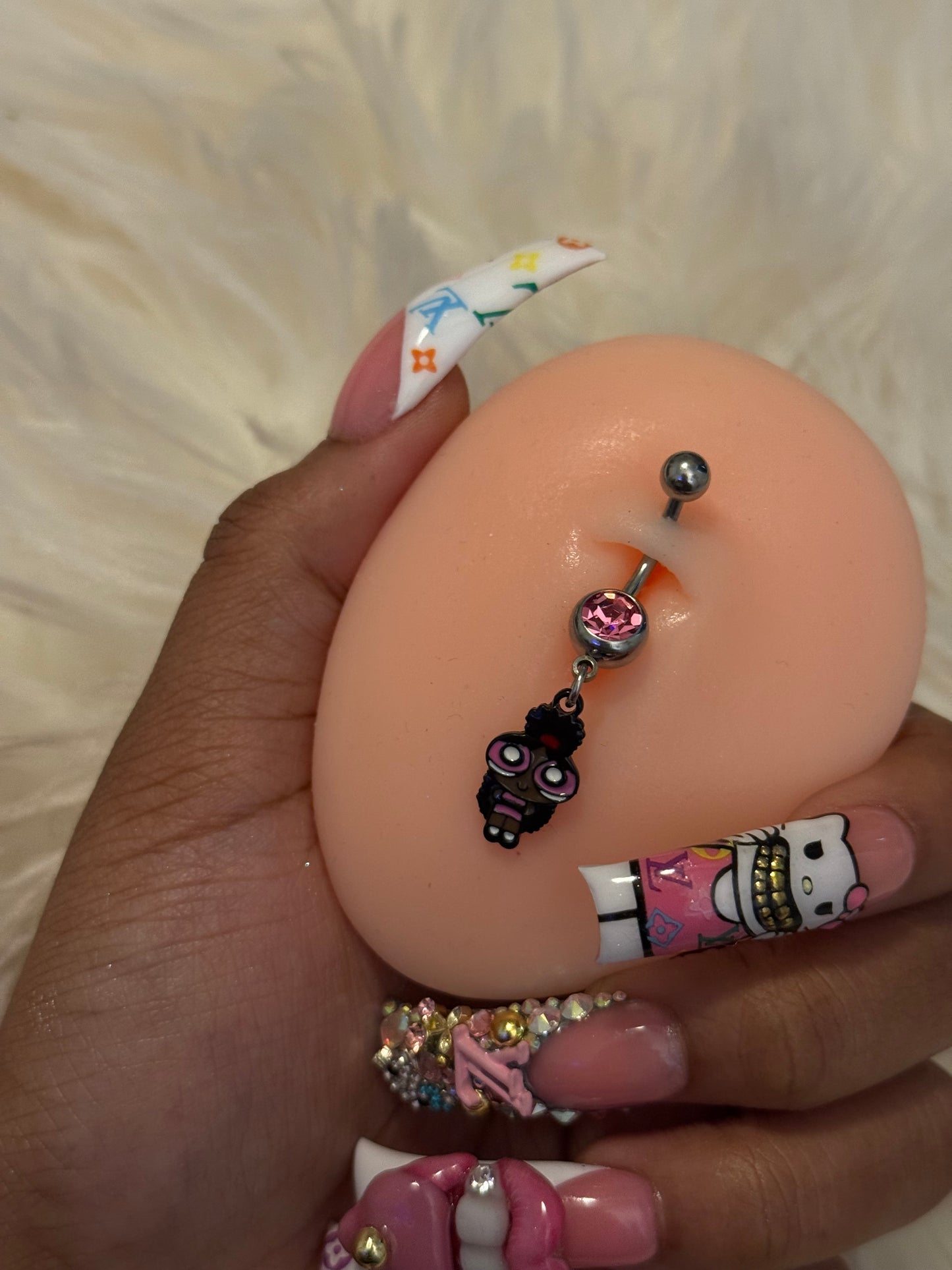 Brown Skin Cartoon Character Belly Ring