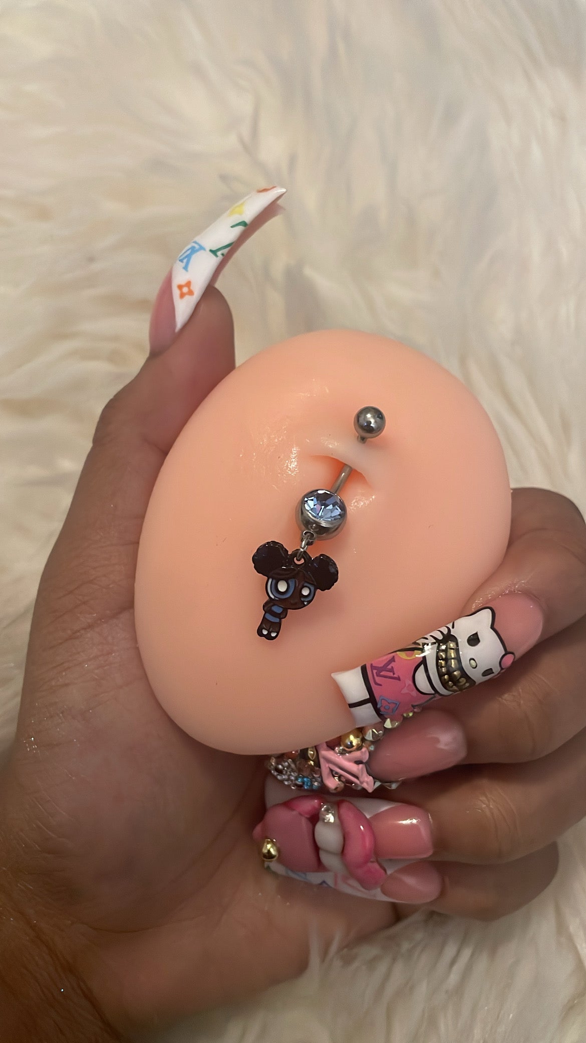 Dark Skin Cartoon Character Belly Ring