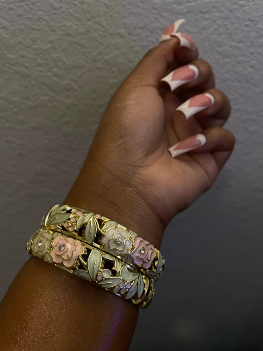 Soft Blush Floral Bangles