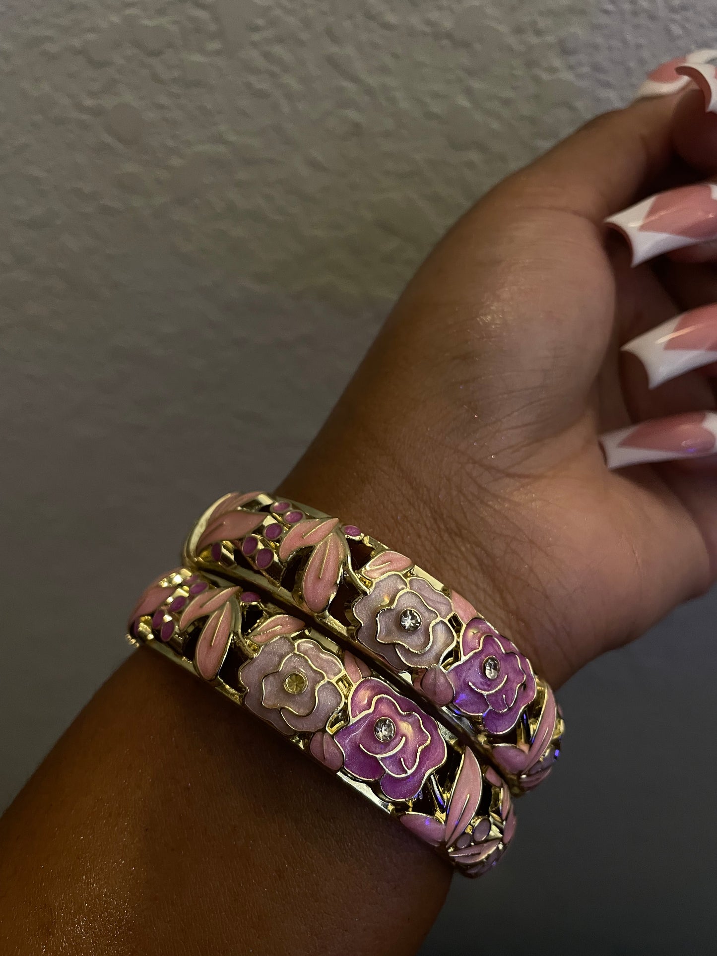 Pink Violet Floral Bangles