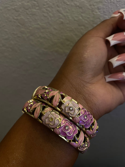 Pink Violet Floral Bangles