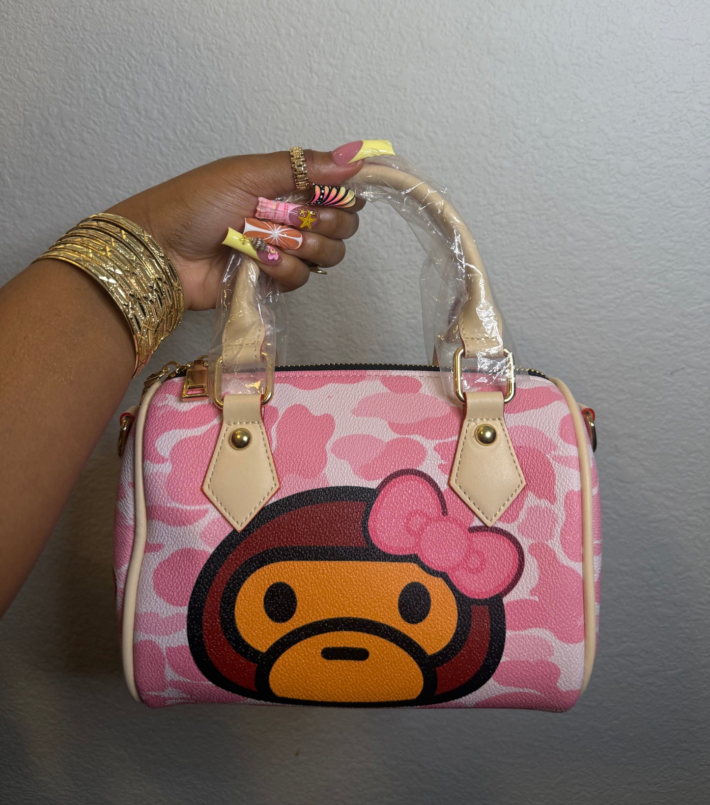Pink Monkey Custom Purse (READY TO SHIP)
