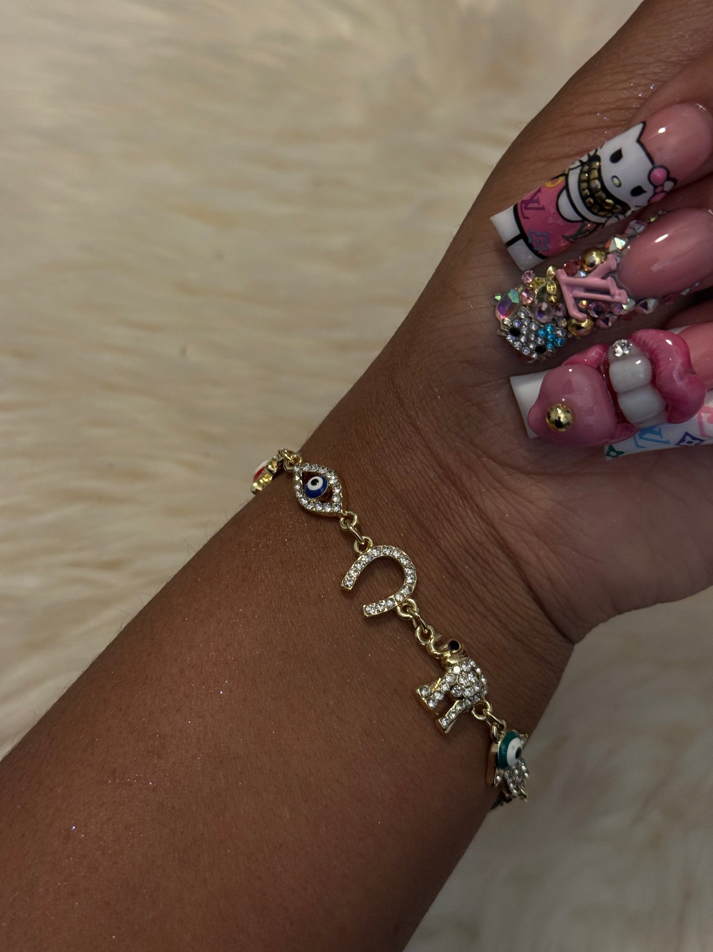 Elephant & Evil Eye Bracelet