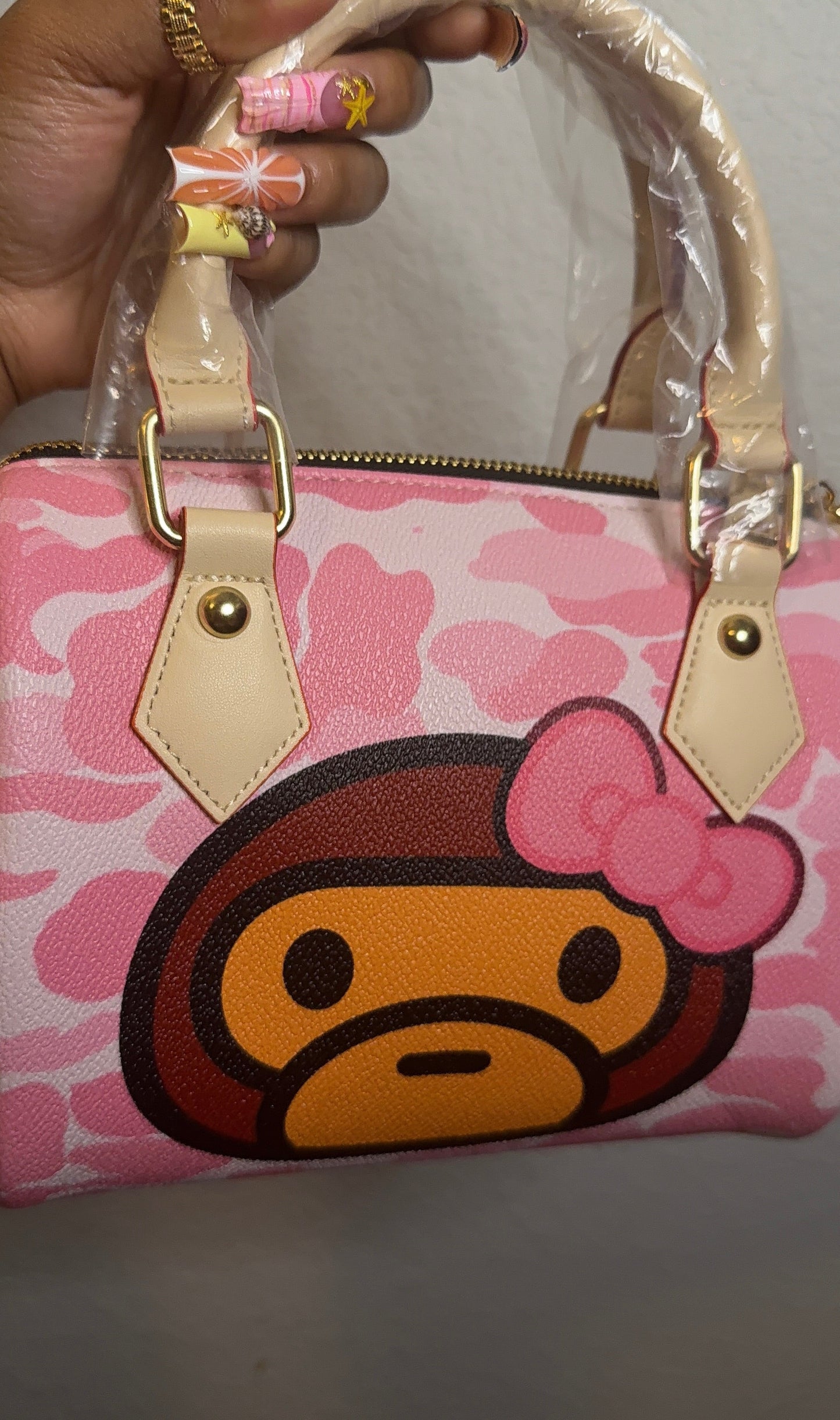 Pink Monkey Custom Purse (READY TO SHIP)