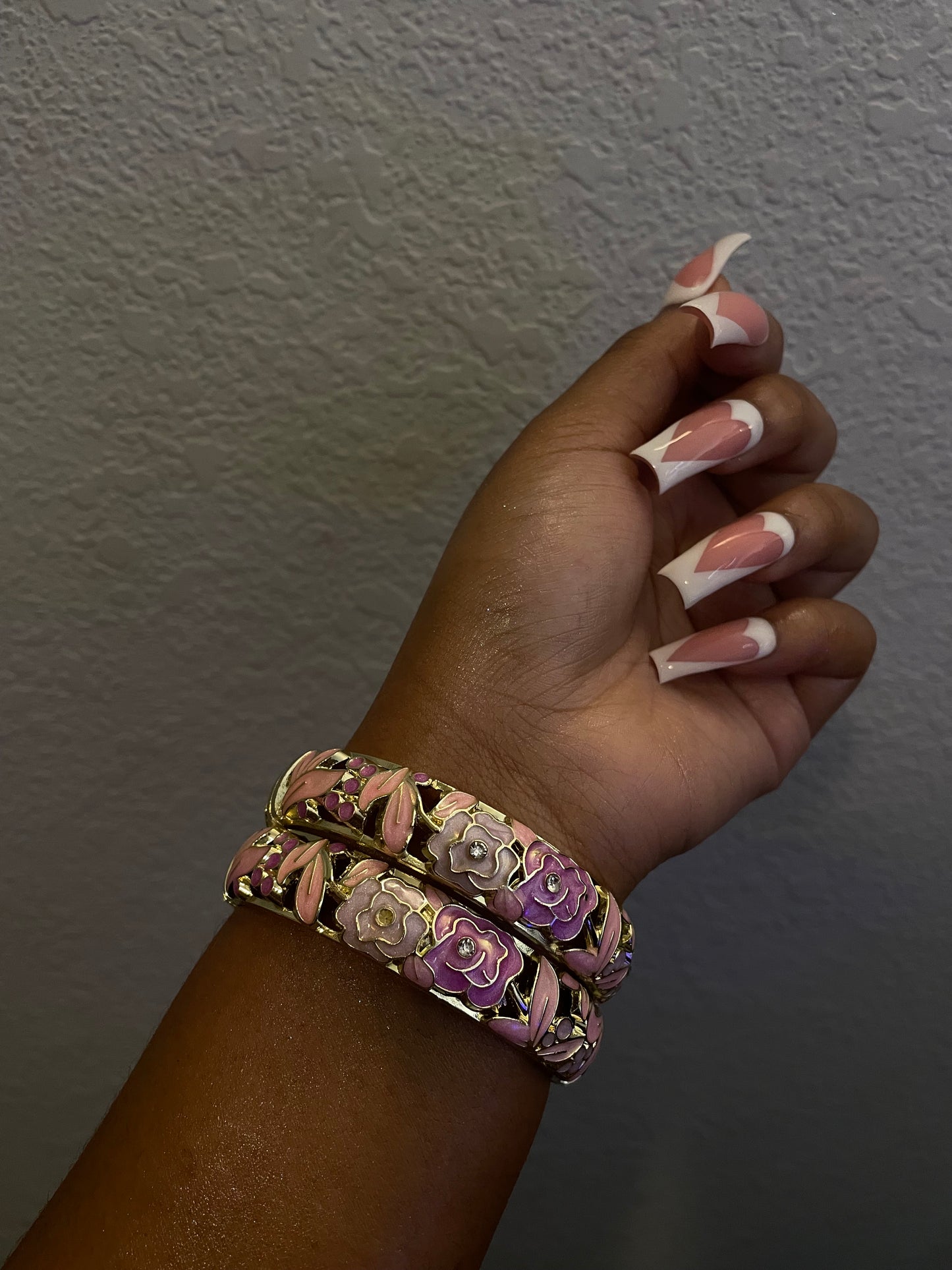 Pink Violet Floral Bangles