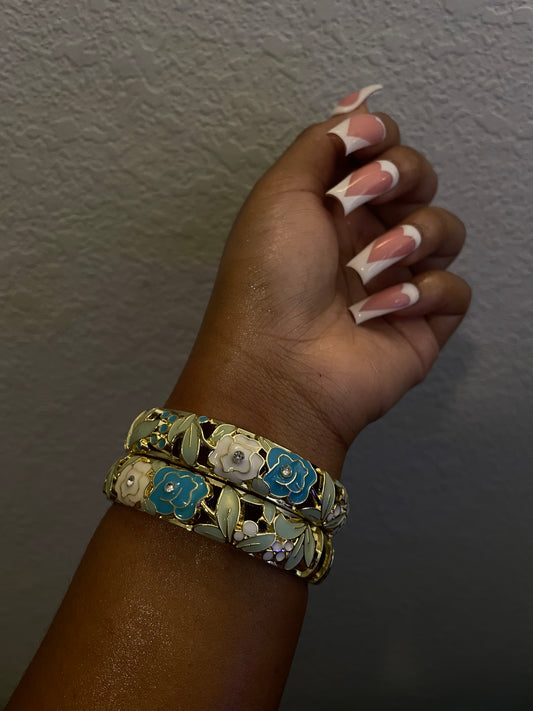 Blue Pastel Floral Bangles