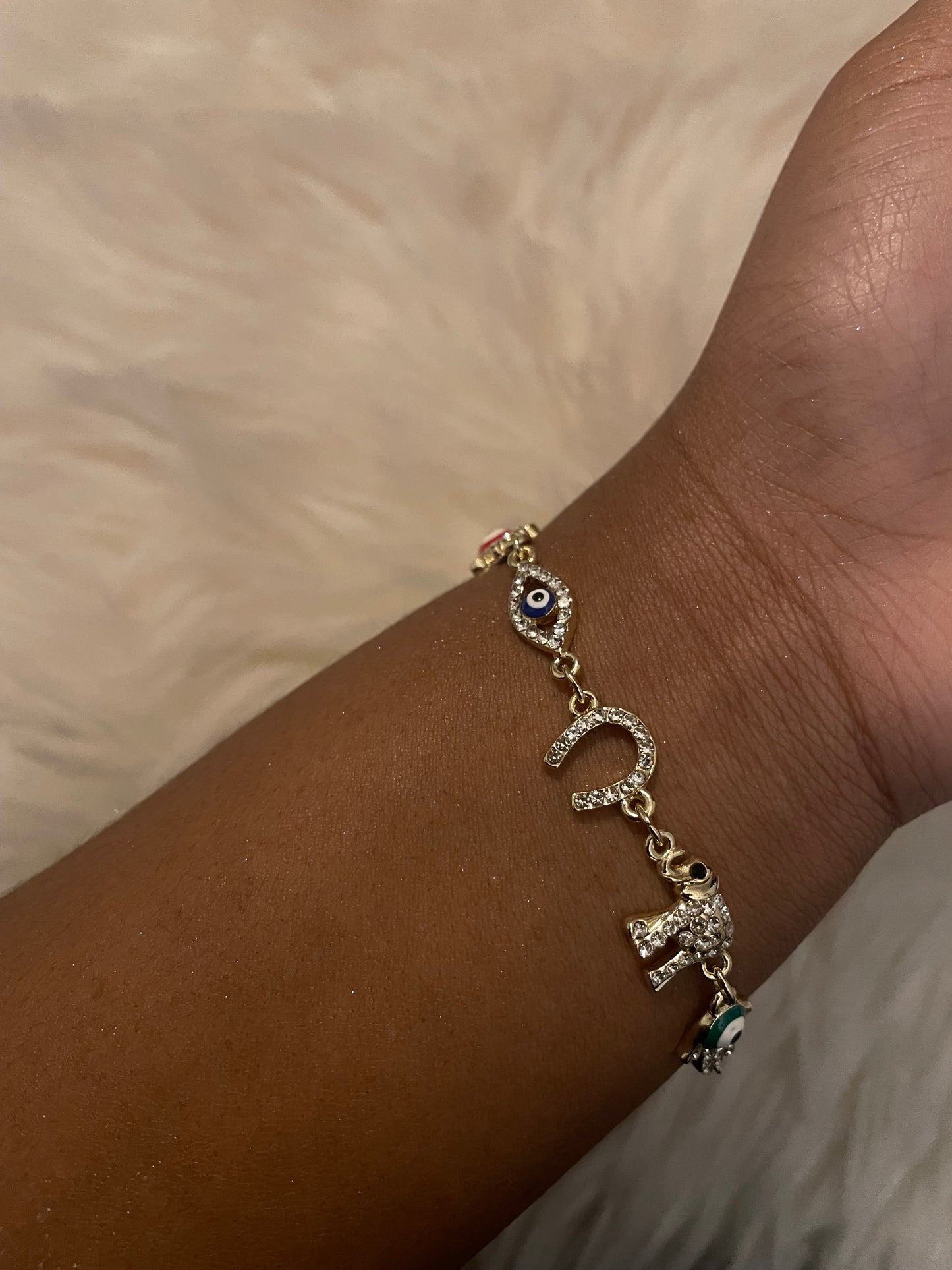 Elephant & Evil Eye Bracelet