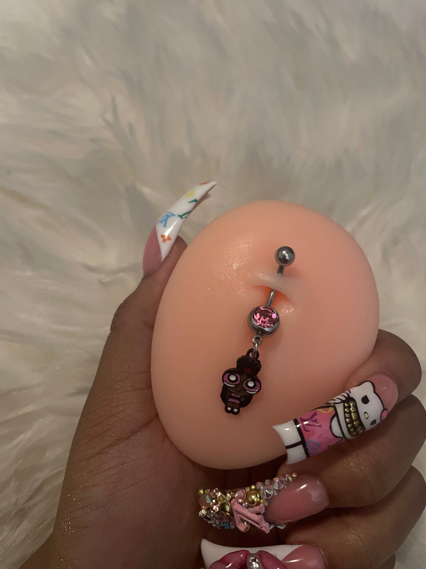 Brown Skin Cartoon Character Belly Ring