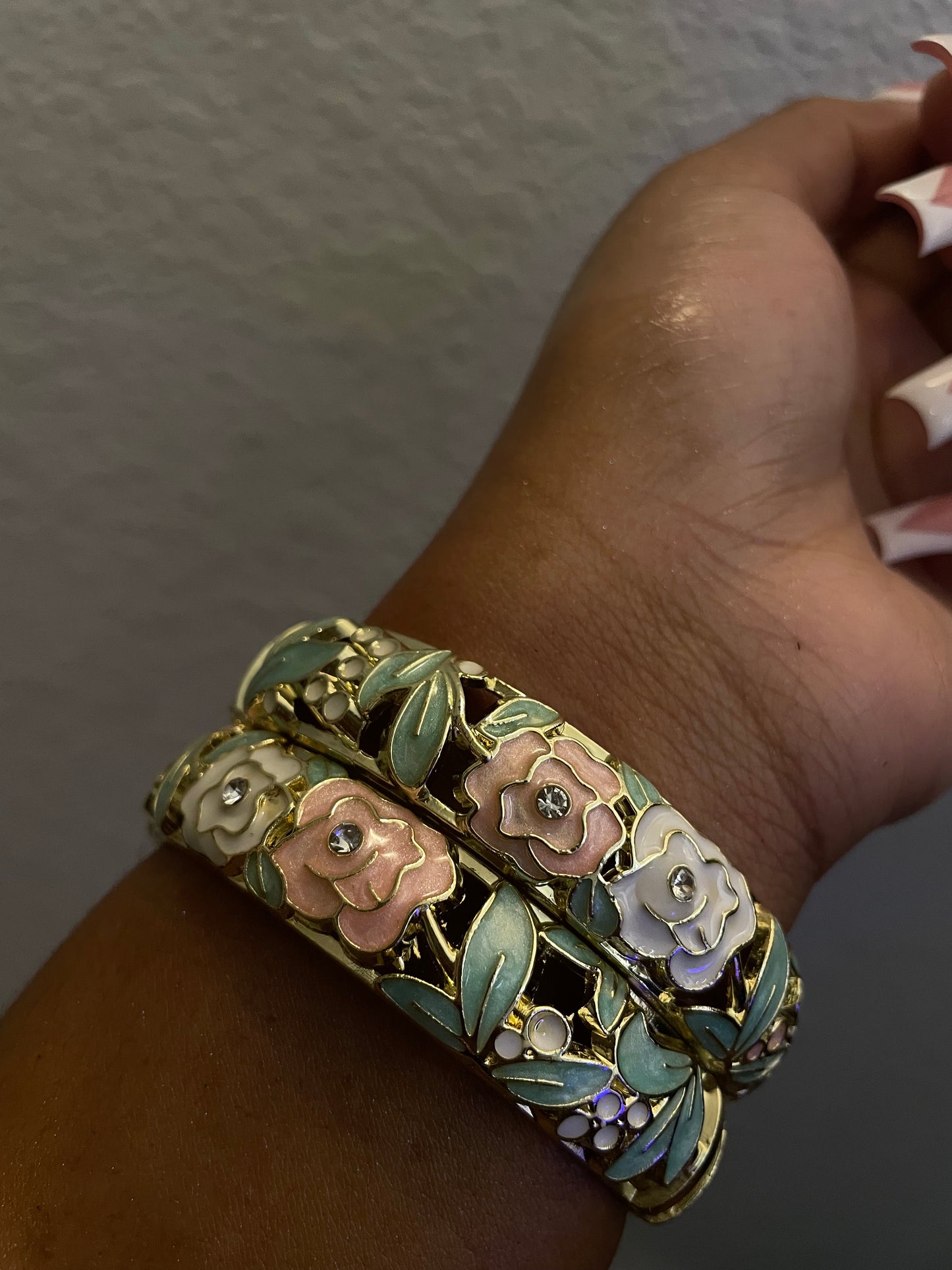 Blush Mint Floral Bangles