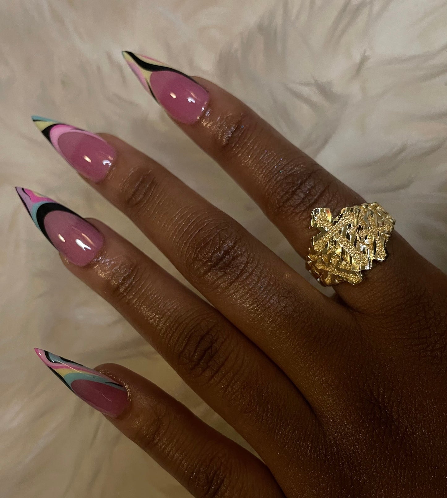 Diamond Cut Triple Cross Ring