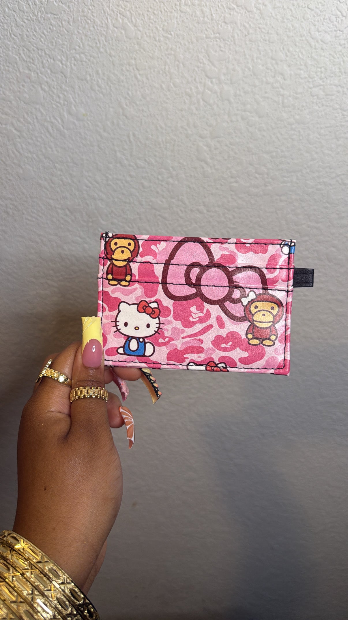 Pink monkey & HK Custom Card Holder (READY TO SHIP)